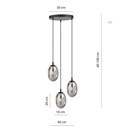 Lampa wisząca ASTRAL 3 BL PREMIUM GRAFIT 1266/3PREM EMIBIG Lighting