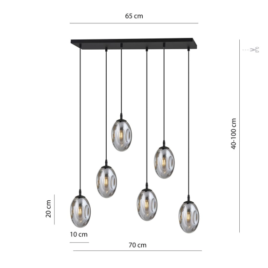 Lampa wisząca ASTRAL 6 BL GRAFIT 1266/6 EMIBIG Lighting