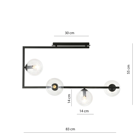 Lampa sufitowa SOMA 4 BL TRANSPARENT 1289/4 EMIBIG Lighting