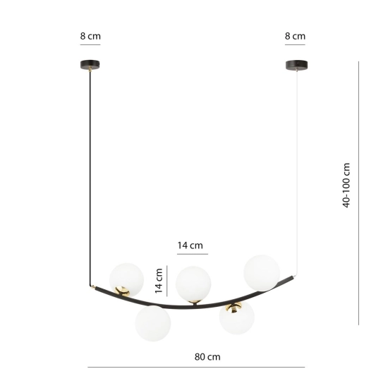 Lampa wisząca RITZ 5 BL OPAL 1298/5 EMIBIG Lighting