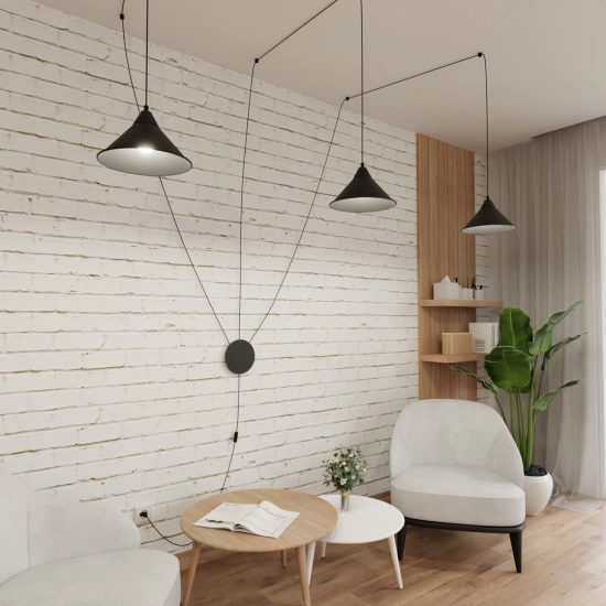Lampa wisząca ABRAMO 3 BLACK 160/3 EMIBIG Lighting