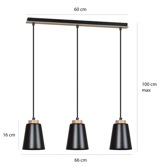 Lampa wisząca BOLERO 3 BLACK 442/3 EMIBIG Lighting