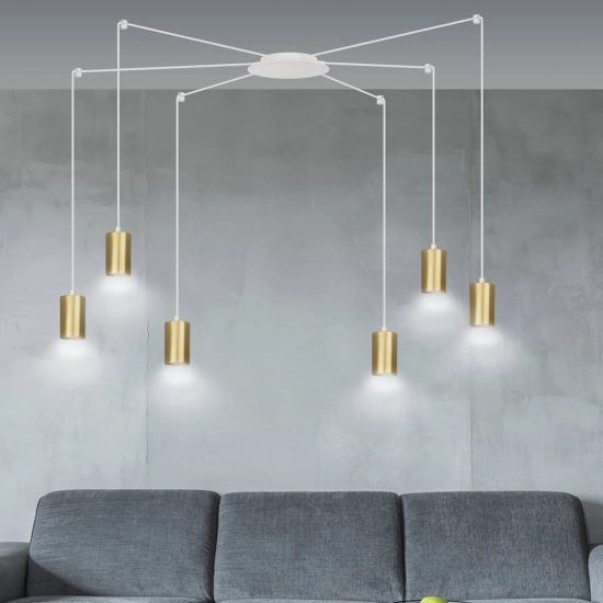 Lampa wisząca TRAKER 6 WH/GOLD 527/6 EMIBIG Lighting