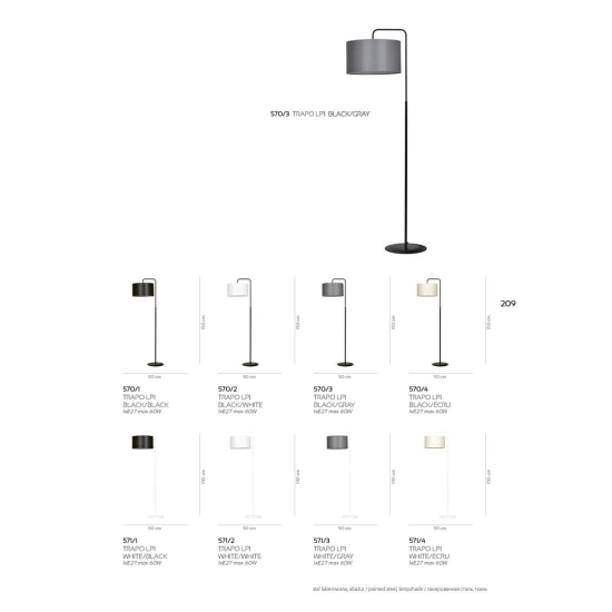 Lampa stojąca TRAPO LP1 BL WHITE 570/2 EMIBIG Lighting