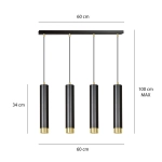 Lampa wisząca KIBO 4 BL/GOLD 644/4 EMIBIG Lighting