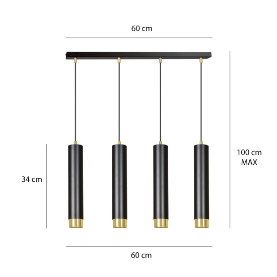 Lampa wisząca KIBO 4 BL/GOLD 644/4 EMIBIG Lighting