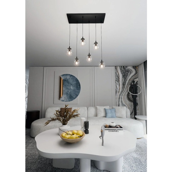 Lampa wisząca COSMO 6 BL TRANSPARENT 711/6 EMIBIG Lighting