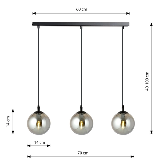 Lampa wisząca COSMO 3 BL GRAFIT 712/3 EMIBIG Lighting