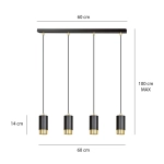 Lampa wisząca FUMIKO 4 BL/GOLD 817/4 EMIBIG Lighting