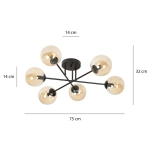 Lampa sufitowa BRENDI 6B BL MIODOWY 833/6B EMIBIG Lighting