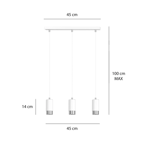 Lampa wisząca FUMIKO 3 WH/CHROME 814/3 EMIBIG Lighting