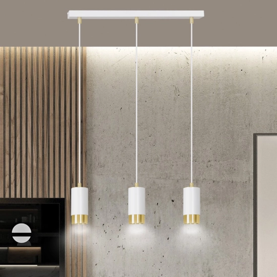 Lampa wisząca FUMIKO 3 WH/GOLD 815/3 EMIBIG Lighting