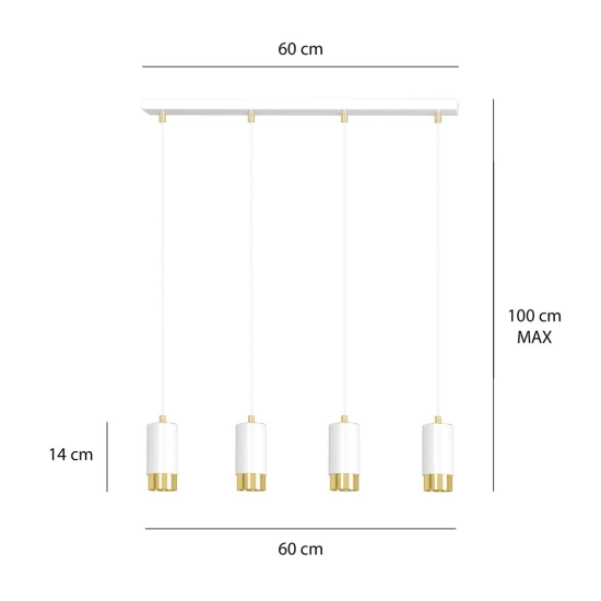 Lampa wisząca FUMIKO 4 WH/GOLD 815/4 EMIBIG Lighting