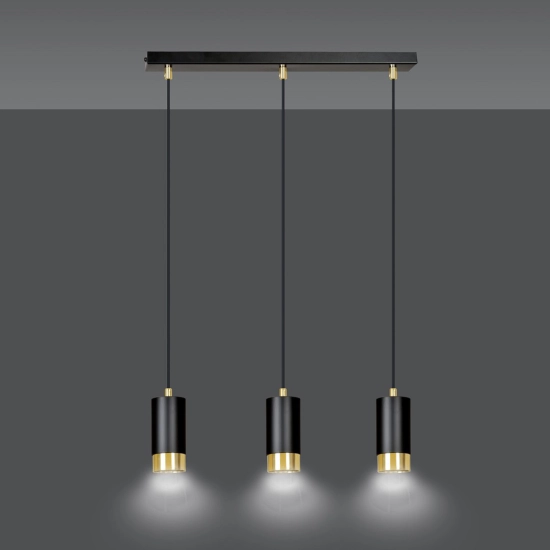Lampa wisząca FUMIKO 3 BL/GOLD 817/3 EMIBIG Lighting