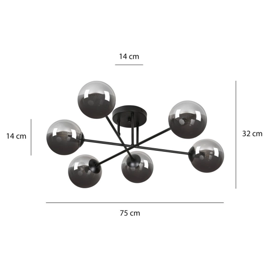 Lampa sufitowa BRENDI 6B BL GRAFIT 832/6B EMIBIG Lighting