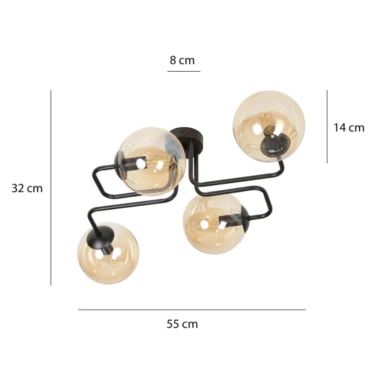 Lampa sufitowa BRENDI 4 BL MIODOWY 833/4 EMIBIG Lighting