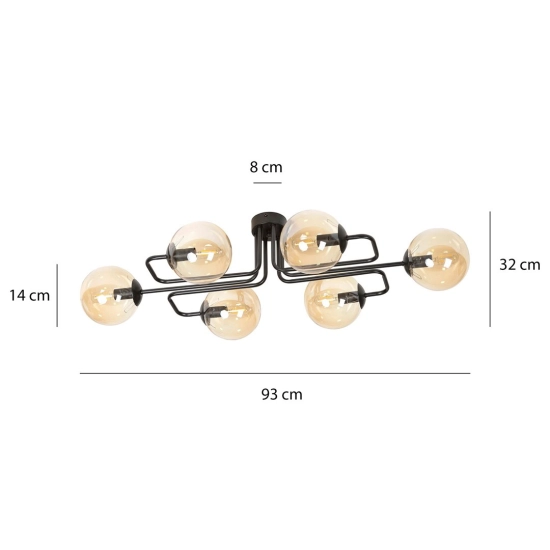 Lampa sufitowa BRENDI 6A BL MIODOWY 833/6A EMIBIG Lighting