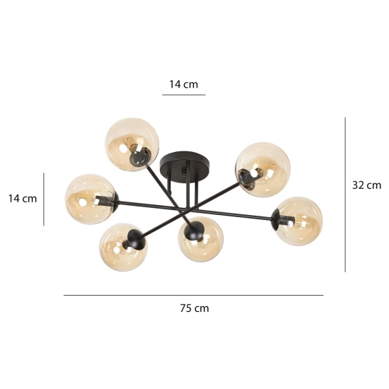 Lampa sufitowa BRENDI 6B BL MIODOWY 833/6B EMIBIG Lighting
