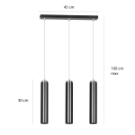 Lampa wisząca LUNA 3 BLACK 956/3 EMIBIG Lighting