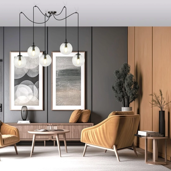 Lampa wisząca GIGI 5 BL TRANSPARENT 936/5 EMIBIG Lighting
