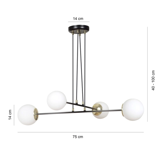Lampa wisząca OGNIS 4 BLACK 966/4 EMIBIG Lighting