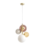 Mosiężna lampa wisząca z kolorowymi kloszami BLOOM 4 MULTICOLOUR 1111L40 Aldex - zdjęcie produktu