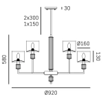 Lampa wisząca SUTTON P09685BR-WH CosmoLight - zdjęcie dodatkowe 1