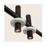 23251 LINEAR PENDANT LIGHTS LED LIGHT 2X7W + 20W 3000K BLACK ALUMINIUM & MARBLE FOR INTERIOR USE Zambelis Lights