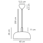Sandro – czarna lampa wisząca z szerokim, kopułowym kloszem 2612003003 Nordlux