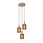 LAMBRES Lampa wisząca 3xE27 Taupe 45410/13/41 Lucide - zdjęcie dodatkowe 1