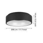 MARGHERA 2 oprawa sufitowa plafon LED czarny 45 cm 390049 EGLO