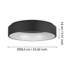 MARGHERA 2 oprawa sufitowa plafon LED czarny 59,5 cm 390051 EGLO