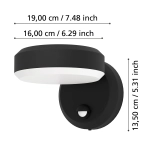 FORNACI lampa ścienna kinkiet zewnętrzny LED z czujnikiem ruchu czarny 900674 EGLO