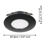 PINEDA oprawa wpuszczana LED 4,9W 3000K czarna IP44 900743 EGLO