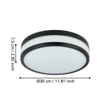 PALERMO Plafon łazienkowy LED 30 cm 3000K IP44 czarny lampa ścienna / sufitowa 900846 EGLO
