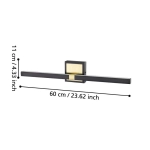 PEGUERA Kinkiet nad lustro 60 cm czarny/mosiądz IP44 oprawa lustrzana 900928 EGLO