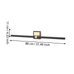 PEGUERA Kinkiet nad lustro 80 cm czarny/mosiądz IP44 oprawa lustrzana 900929 EGLO