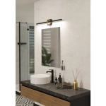 PEGUERA Kinkiet nad lustro 80 cm czarny/mosiądz IP44 oprawa lustrzana 900929 EGLO