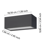 SPONGANO lampa ścienna kinkiet zewnętrzny LED czarny IP65 900885 EGLO