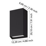 SPONGANO lampa ścienna kinkiet zewnętrzny LED czarny IP65 900886 EGLO