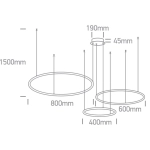 BLACK 3x RINGS 40cm/60cm/80cm 65W WW IP20 230V DIMMABLE 63150B/B/W ONE LIGHT