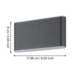 GRUTTI lampa ścienna kinkiet zewnętrzny LED antracyt IP65 17,5x9 cm 901026 EGLO