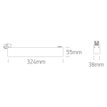 BLACK 24W CCTV LINEAR TRACK LIGHT 230V IP20 65028AT/B/V ONE LIGHT