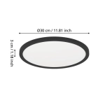 MINERARIO Plafon LED 30 cm IP54 czarny okrągły lampa ścienna / sufitowa 901572 EGLO