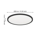 MINERARIO Plafon LED 39 cm IP54 czarny okrągły lampa ścienna / sufitowa 901573 EGLO