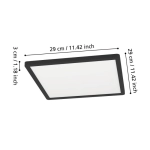 MINERARIO Plafon LED 29 cm IP54 czarny kwadratowy lampa ścienna / sufitowa 901574 EGLO