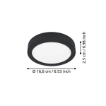 FUEVA 6 Plafon LED 7,5W 2700/4000/6500K czarny okrągły / oprawa natynkowa 901297 EGLO