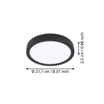 FUEVA 6 Plafon LED 11,5W 2700/4000/6500K czarny okrągły / oprawa natynkowa 901298 EGLO