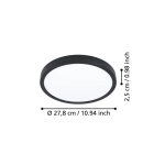 FUEVA 6 Plafon LED 14,2W 2700/4000/6500K czarny okrągły / oprawa natynkowa 901299 EGLO