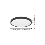 FUEVA 6 Plafon LED 17W 2700/4000/6500K czarny okrągły / oprawa natynkowa 901301 EGLO